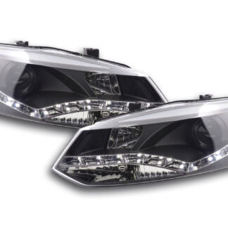 Phare Daylight LED look DRL VW Polo type 6R 2010- noir pour conduite à droite -