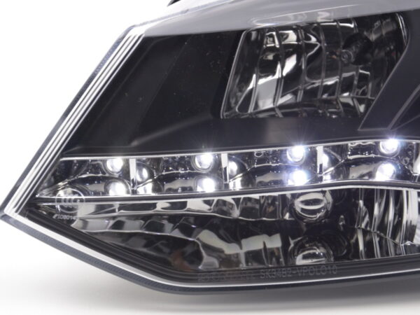 Phare Daylight LED look DRL VW Polo type 6R 2010- noir pour conduite à droite - – Image 4