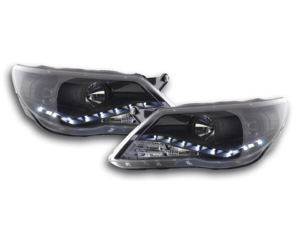 Phare Daylight LED look DRL VW Tiguan 07-11 noir pour conduite à droite -