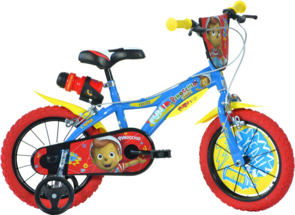 Children bikes Pinocchio 14 Pouces 24 cm Garçon Frein à serrer Bleu/Rouge - Dino – Image 7