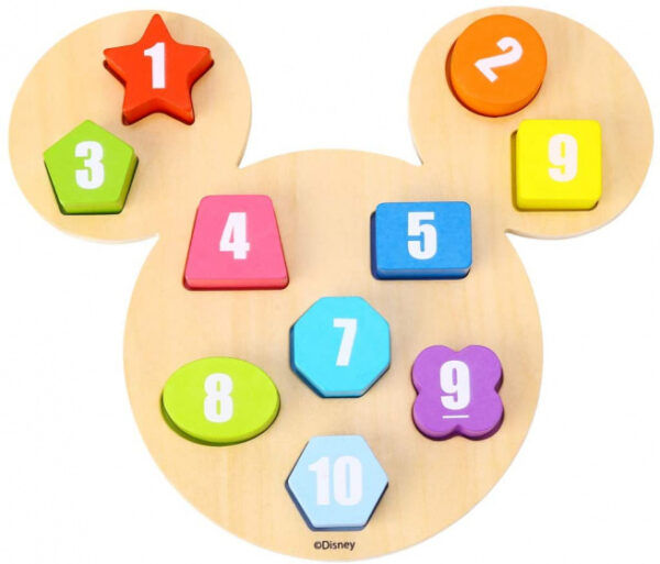 Educational toys Mickey Mouse Puzzle à chiffres en bois 24 mois 11 pièces - Tooky Toy – Image 5