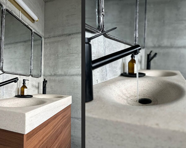 Vasque en pierre Nuits double - 110 x 45 x 10 - Charmot Clair Adouci - COMPTOIR DES PIERRES – Image 4