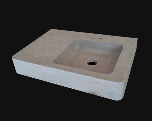 Evier en pierre Lauris 1 bac - 90 x 60 x 15 - Charmot Doré Adouci - COMPTOIR DES PIERRES – Image 3