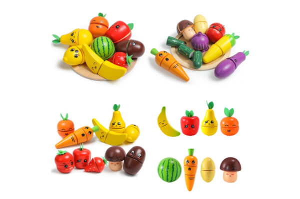 Toy food Set de jouets à sculpter en bois Fruits et légumes - Dorjee – Image 11