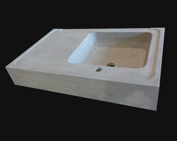 Evier en pierre Citeaux 1 bac - 80 x 60 x 18 - Charmot Clair Adouci - COMPTOIR DES PIERRES – Image 3