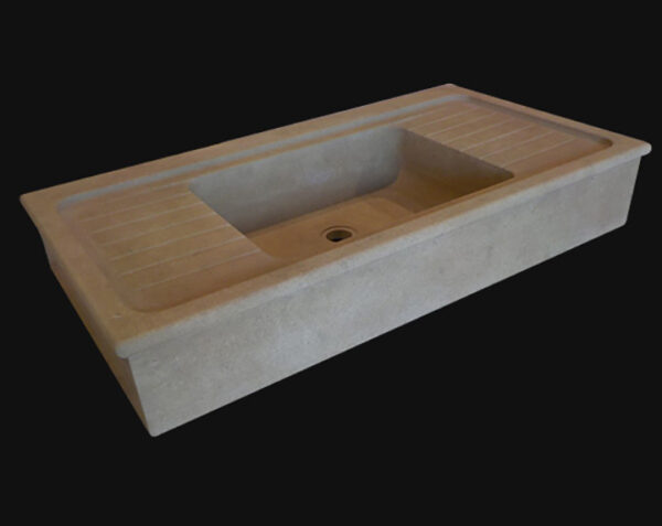 Evier en pierre Savigny - 100 x 60 x 15 - Charmot Doré Adouci - COMPTOIR DES PIERRES – Image 3