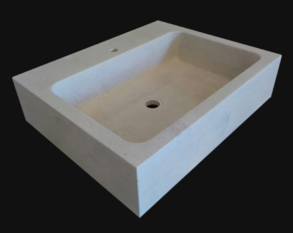 Evier en pierre 1 bac Aigues - 80 x 60 x 15 - Corton Adouci - COMPTOIR DES PIERRES – Image 3