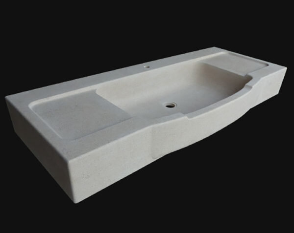 Evier massif Corton 1 bac - 140 x 65 x 15 - Bleu de Lignières Adouci - COMPTOIR DES PIERRES – Image 3
