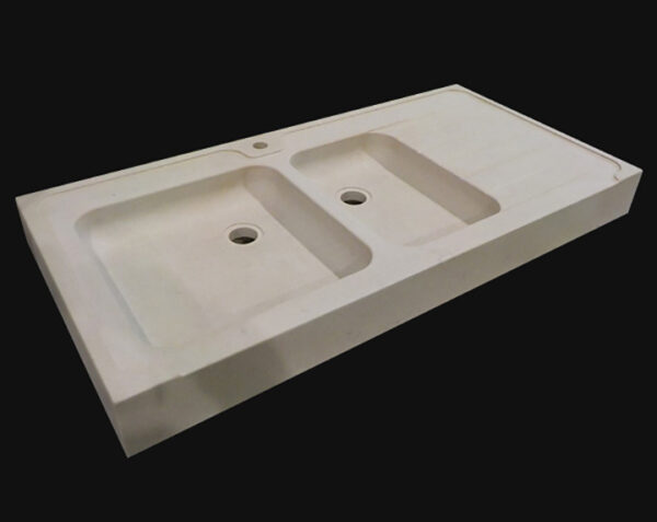 Evier en pierre Bastide 2 bacs - 100 x 60 x 18 - Charmot Clair Adouci - COMPTOIR DES PIERRES – Image 3