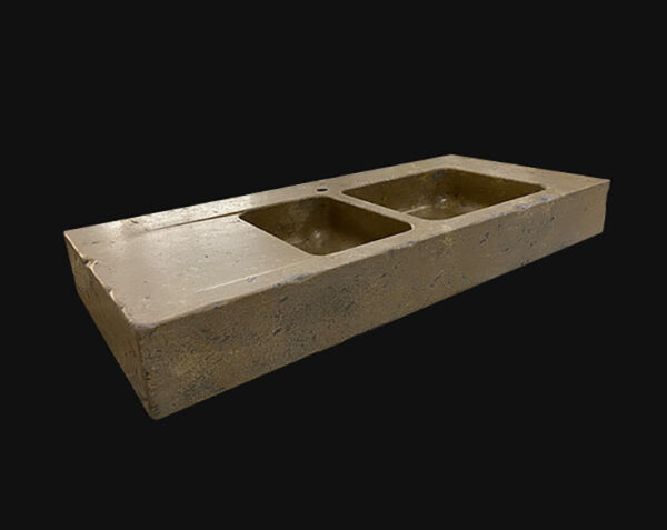 Evier en pierre Lauris 2 bacs - 100 x 60 x 15 - Égouttoir à gauche - Charmot Doré Adouci - COMPTOIR DES PIERRES – Image 3