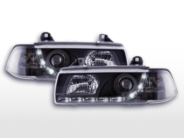 Phares Daylight Feux de jour à LED BMW Série 3 E36 berline 92-98 noir -