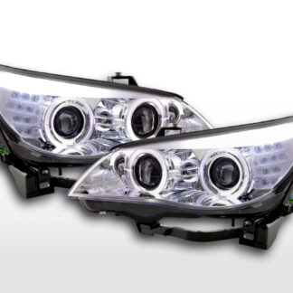 Phare avant xenon angel eyes LED BMW Série 5 E60 / E61 05-08 chrome pour conduite à droite -