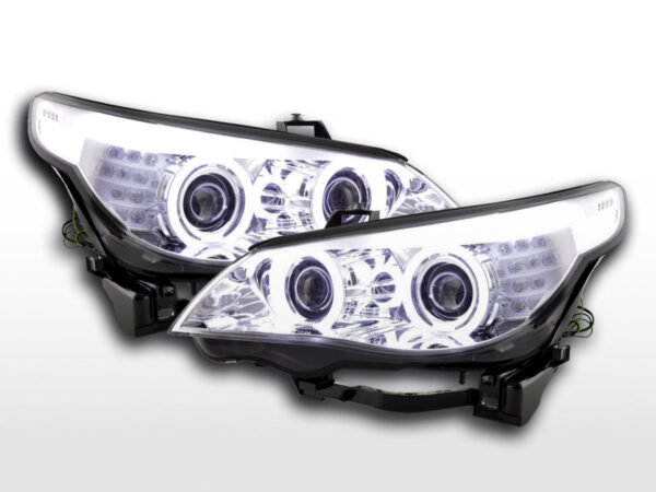 Phare avant xenon angel eyes CCFL BMW Série 5 E60 / E61 05-08 chrome pour conduite à droite -