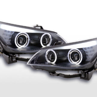 Phare avant Xenon Angel Eyes CCFL BMW Série 5 E60 / E61 05-08 noir pour conduite à droite -