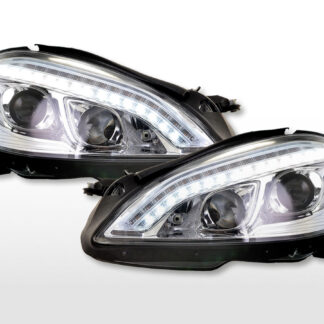 Phares Xenon Daylight LED DRL look Mercedes-Benz Classe S (221) 05-09 chrome -