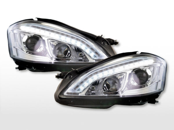 Phares Xenon Daylight LED DRL look Mercedes-Benz Classe S (221) 05-09 chrome -