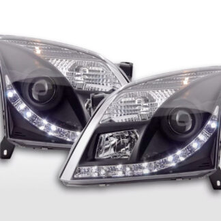 Phare Daylight LED DRL look Opel Vectra C 02-05 noir pour conduite à droite -