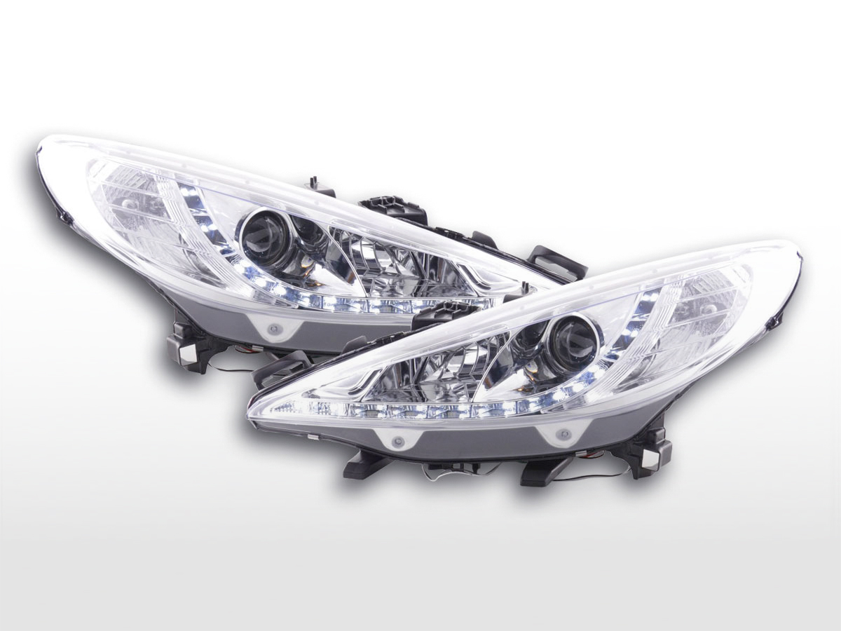 Phare Daylight LED Feux de jour LED Peugeot 207 06- chrome pour conduite à droite -