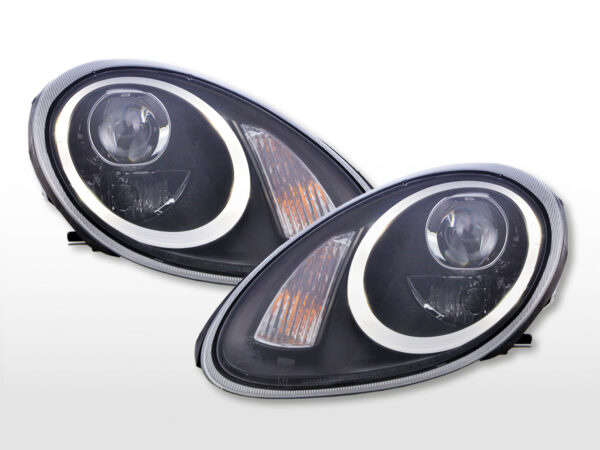 Phare avant Xenon Daylight LED DRL look Porsche Boxster (987) 04-08 noir -