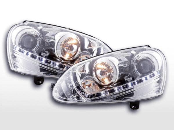 Phare Daylight à LED DRL look VW Golf 5 type 1K 03-08 chromé pour conduite à droite -