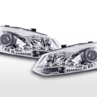 Phare Daylight LED look DRL VW Polo type 6R 2010- chromé pour conduite à droite -