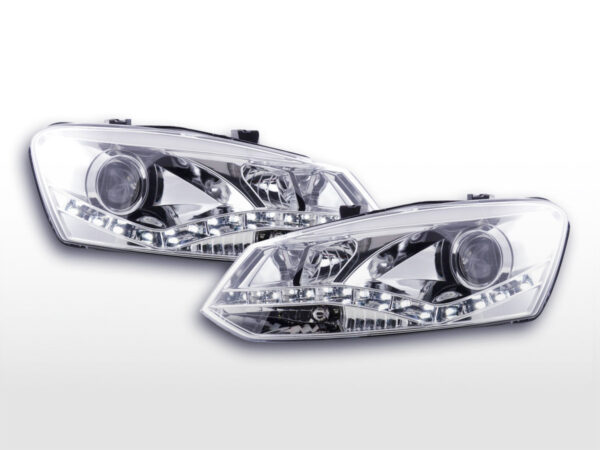 Phare Daylight LED Feux de jour LED VW Polo 6R 09- chromés pour conduite à droite -