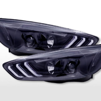 Phares diurnes avec feux de jour à LED Ford Focus (C346) 2015-2018 noir -