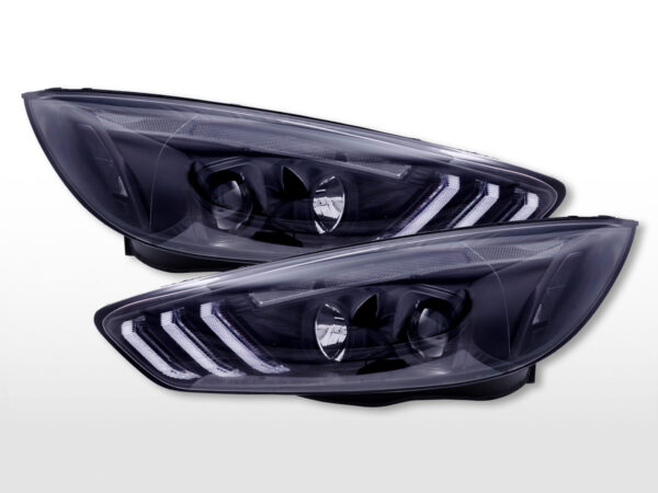 Phares diurnes avec feux de jour à LED Ford Focus (C346) 2015-2018 noir -