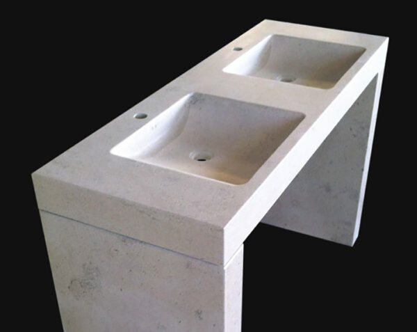 Vasque double en pierre Goult - 110 x 50 x 10 - Charmot Clair Adouci - COMPTOIR DES PIERRES – Image 3