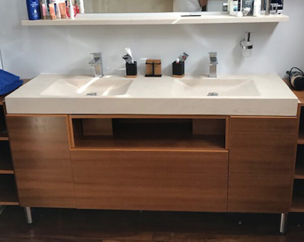 Vasque double en pierre Goult - 150 x 50 x 10 - Charmot Clair Adouci - COMPTOIR DES PIERRES – Image 4