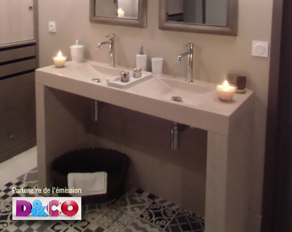 Vasque double en pierre Goult - 130 x 50 x 10 - Charmot Clair Adouci - COMPTOIR DES PIERRES – Image 5