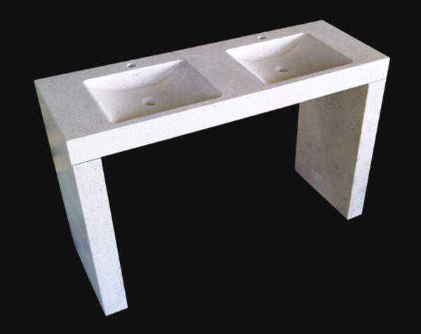 Vasque double en pierre Goult - 150 x 50 x 10 - Charmot Clair Adouci - COMPTOIR DES PIERRES – Image 5