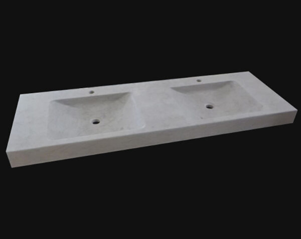 Vasque double en pierre Goult - 140 x 50 x 10 - Bleu de Lignières Adouci - COMPTOIR DES PIERRES – Image 3