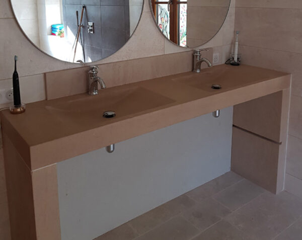 Vasque double en pierre Goult - 150 x 50 x 10 - Charmot Doré Adouci - COMPTOIR DES PIERRES – Image 3