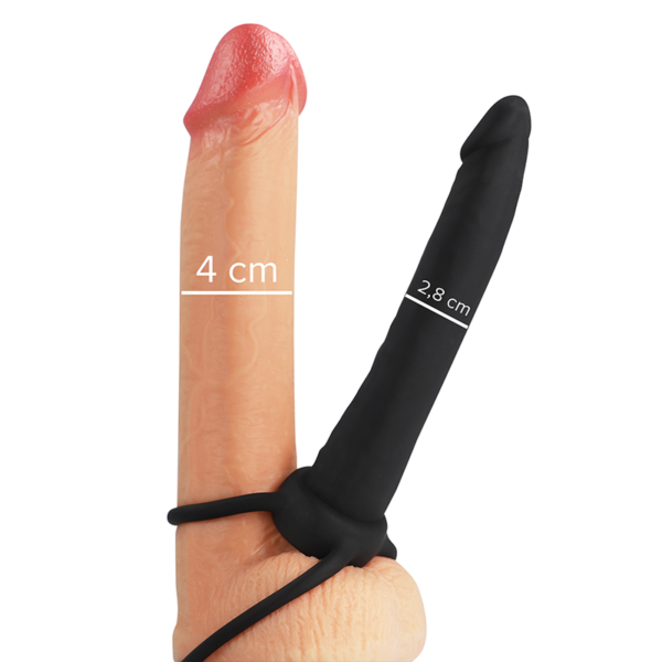MYTHOLOGY - GODE ANAL COBI ONYX AVEC ANNEAU DE BITE ET TESTICULE 13 CM EN SILICONE -