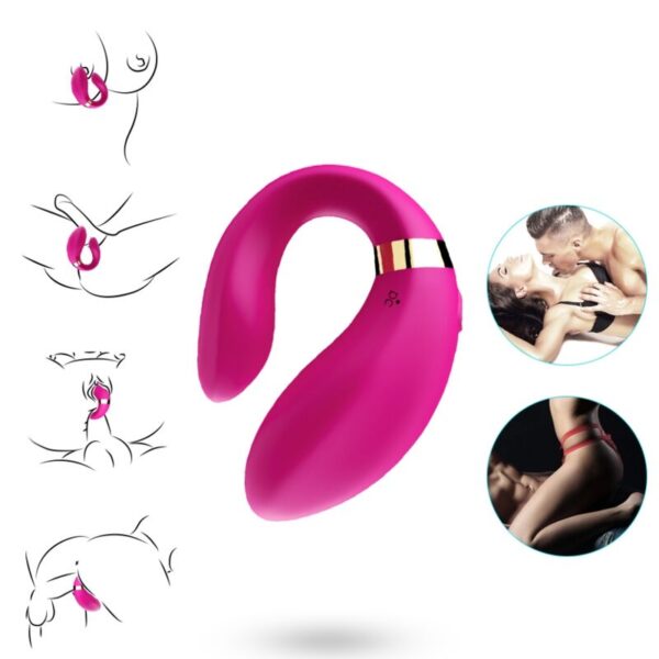 ARMONY - VIBRATEUR CROISSANT POUR COUPLES TÉLÉCOMMANDE FUCHSIA - – Image 2