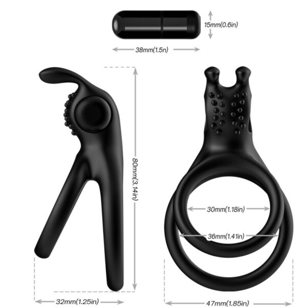 ARMONY - ANNEAU VIBRATEUR DOUBLE TRAVELER POUR COUPLES LAPIN NOIR - – Image 3
