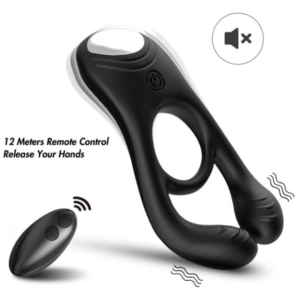 ARMONY - VEYRON DOUBLE VIBRATEUR ANNEAU JOUET POUR COUPLES TÉLÉCOMMANDE NOIR -