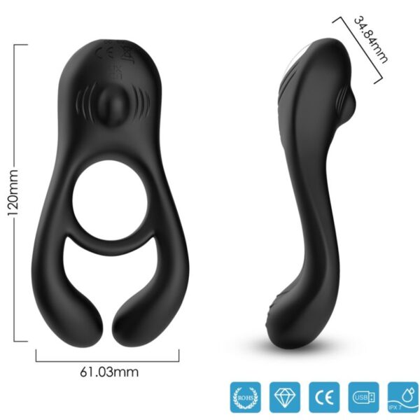 ARMONY - JOUET À ANNEAU VIBRATEUR DOUBLE VEYRON POUR COUPLES NOIR -