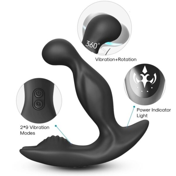 ARMONY - BAT KING VIBRATEUR ANAL PROSTATE ROTATEUR TÉLÉCOMMANDE NOIR - – Image 2