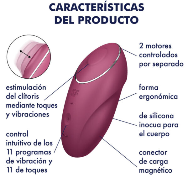 SATISFYER - TAP & CLIMAX 1 VIBRATEUR LAY-ON ROUGE - – Image 5