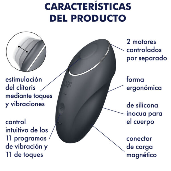 SATISFYER - TAP & CLIMAX 1 VIBRATEUR LAY-ON NOIR - – Image 5
