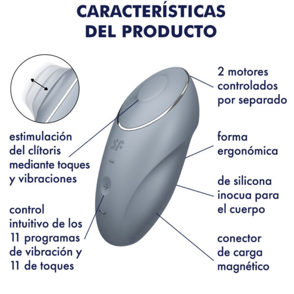 SATISFYER - TAP & CLIMAX 1 VIBRATEUR LAY-ON GRIS - – Image 5