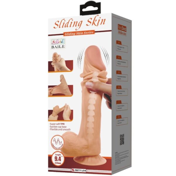 PRETTY LOVE - SÉRIE SLIDING SKIN GODE RÉALISTE AVEC VENTOUSE SLIDING SKIN TÉLÉCOMMANDE FLESH 24 CM - – Image 2
