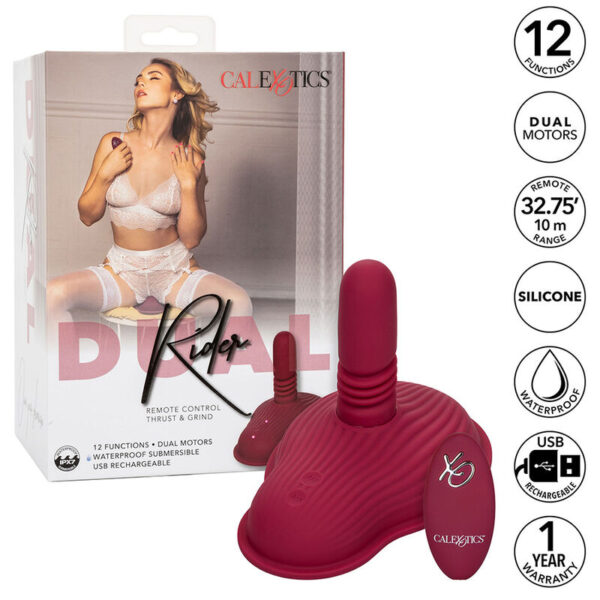 CALEXOTICS - RIDER MASSAGER DOUBLE MOTEUR TÉLÉCOMMANDE ROUGE - – Image 2