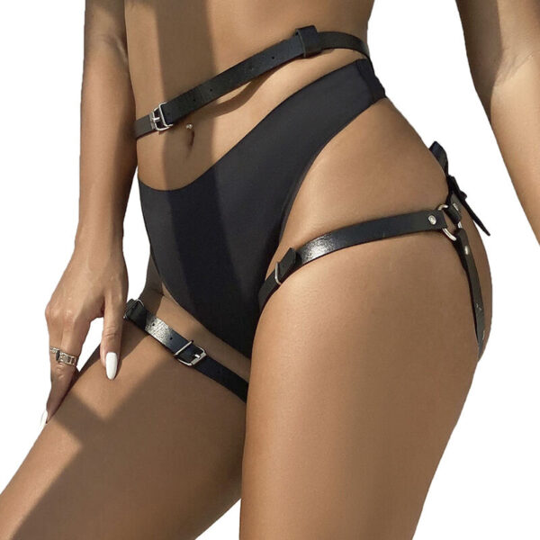 SUBBLIME - HARNAIS DE TAILLE ET DE JAMBES EN CUIR NOIR TAILLE UNIQUE - – Image 2