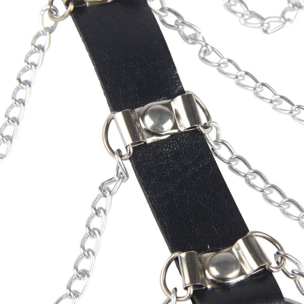 SUBBLIME - HARNAIS POITRINE CHAÎNE S EN CUIR NOIR TAILLE UNIQUE - – Image 6