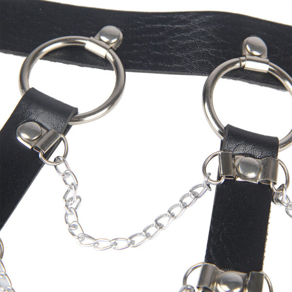 SUBBLIME - HARNAIS POITRINE CHAÎNE S EN CUIR NOIR TAILLE UNIQUE - – Image 5