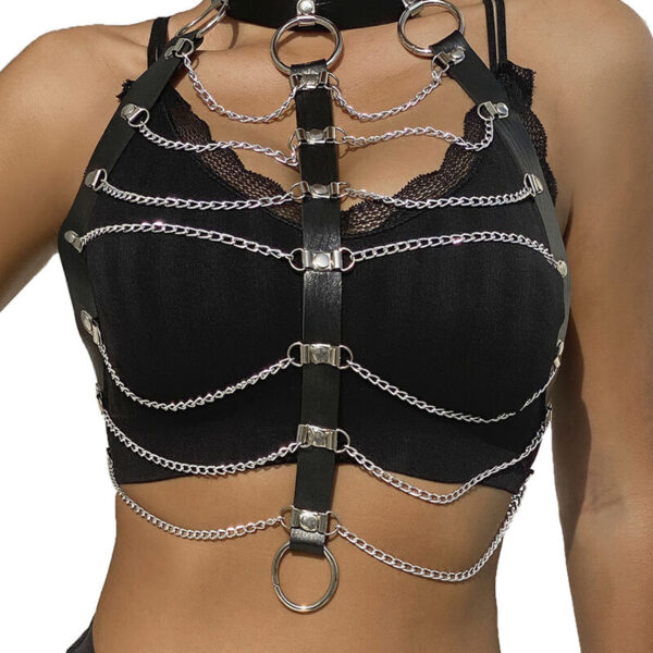 SUBBLIME - HARNAIS POITRINE CHAÎNE S EN CUIR NOIR TAILLE UNIQUE - – Image 2