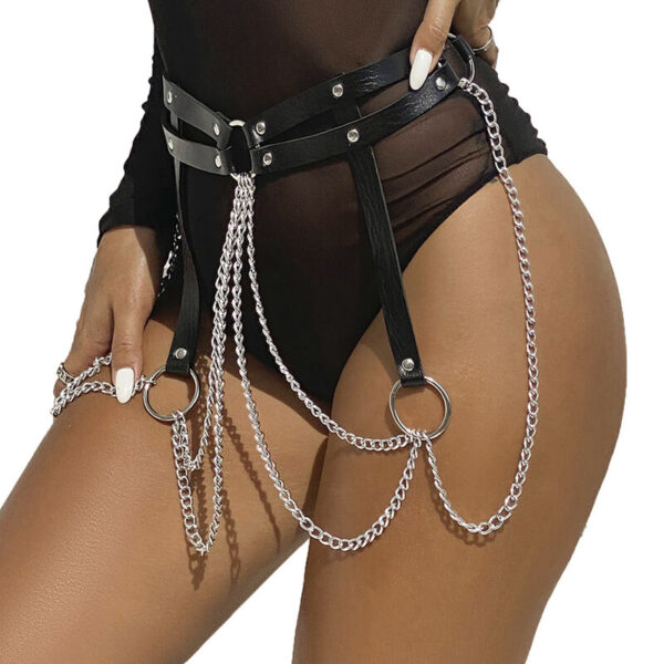 SUBBLIME - CHAINE BAGUE CUIR CEINTURE NOIR TAILLE UNIQUE - – Image 2